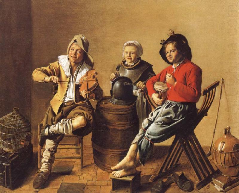 Two Boys and a Girl Making Music, Jan Miense Molenaer